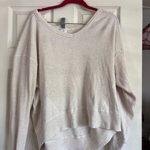 Aerie Cream V-Neck Sweater Lightweight Knit